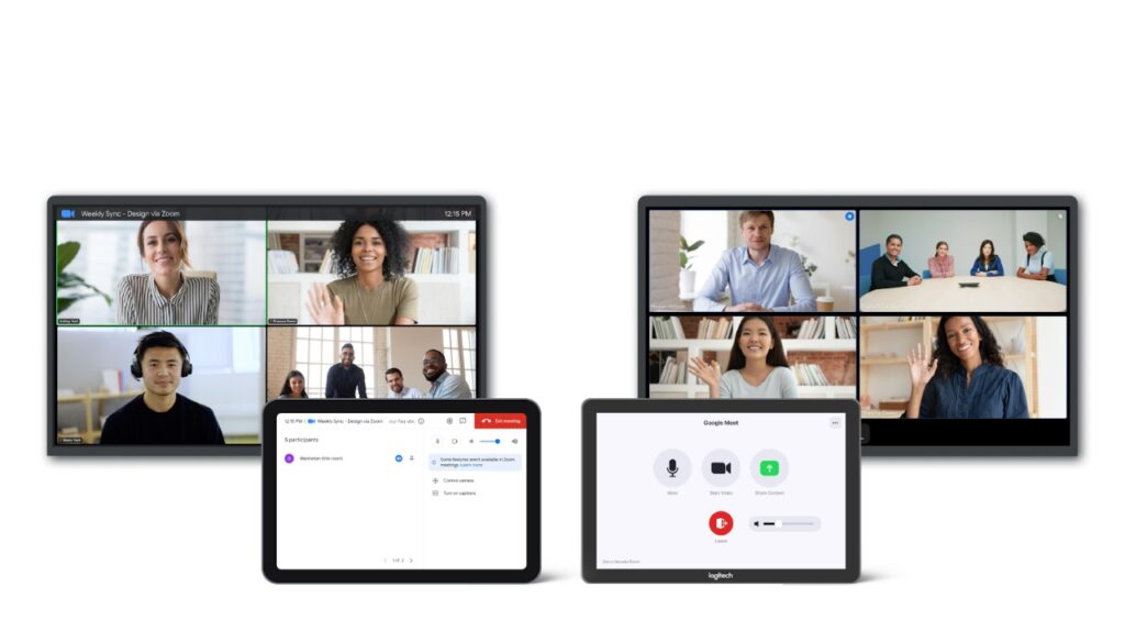 Screenshot showing how to join and host online meetings using Zoom and Google Meet