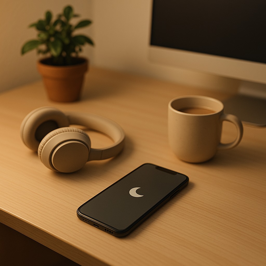 Screenshot showing how to enable and customize Do Not Disturb mode on iPhone, Android, Windows, and Mac